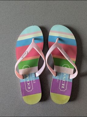 Coach Striped Flip Flops